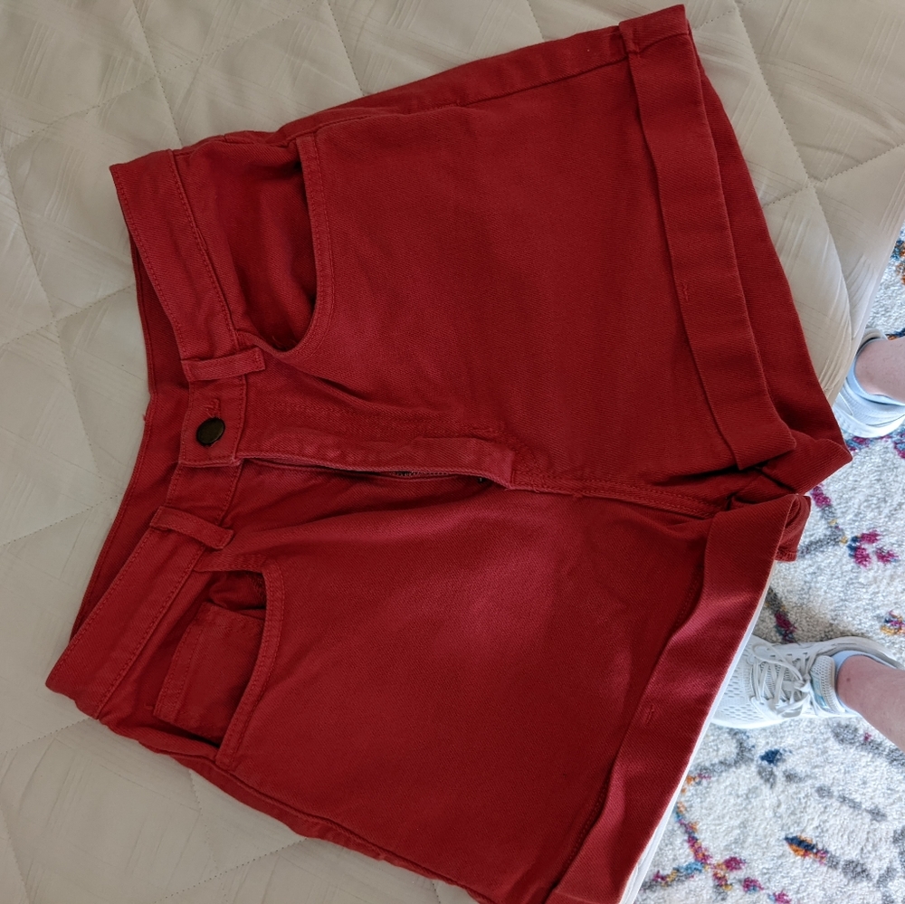 High waisted coral American apparel denim shorts